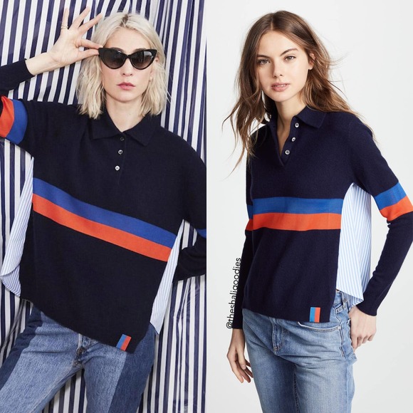 Kule Tops - KULE The Rainey Cashmere Top Navy Striped Cashmere Sweater
